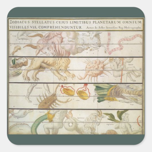  Keltische Kaart, Astronomie door John Seller Vierkante Sticker (Voorkant)