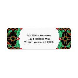 Keltische kerst Holly Wreath Pattern Etiket