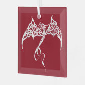 Keltische Kerst Tribal Dragon Rood Wit Glas Ornament (Voorkant links)