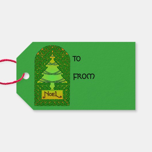 Keltische kerstboom cadeaulabel (Achterkant Horizontaal)