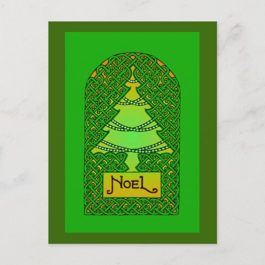 Keltische kerstboom - groen feestdagenkaart (Voorkant)