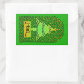 Keltische kerstboom - groen rechthoekige sticker (Tas)