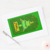 Keltische kerstboom - groen rechthoekige sticker (Envelop)