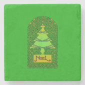 Keltische kerstboom - groen stenen onderzetter (Voorkant)