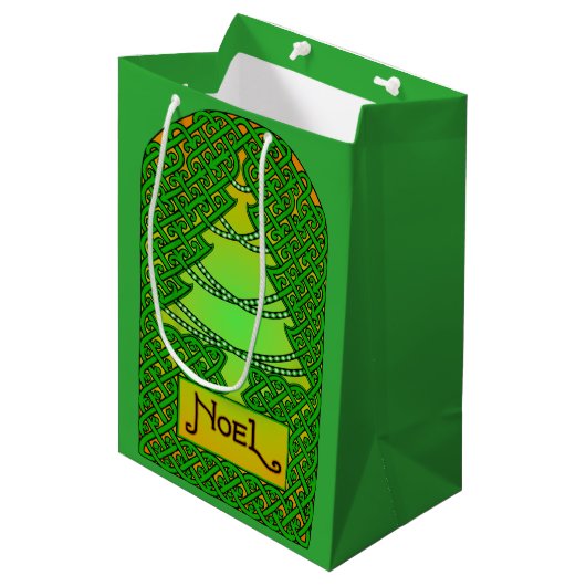 Keltische kerstboom medium cadeauzakje (Voorkant Gekanteld)