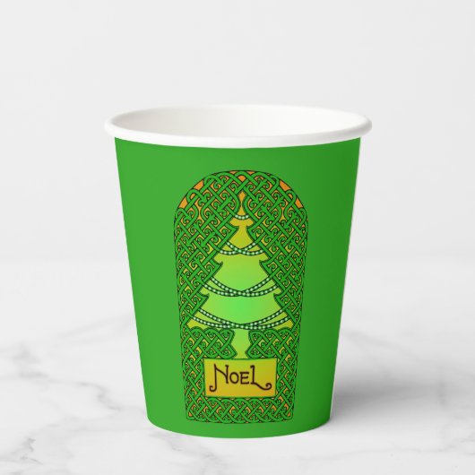 Keltische kerstboom papieren bekers (Achterkant)