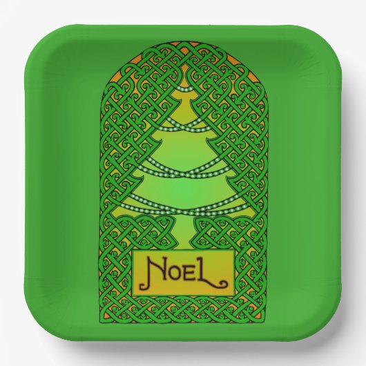 Keltische kerstboom papieren bordje (Voorkant)