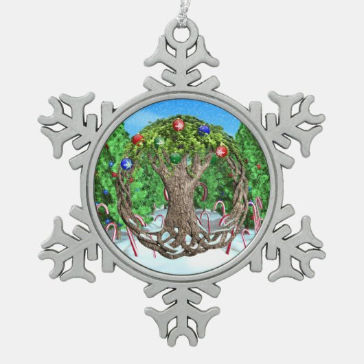 Keltische kerstboom tin sneeuwvlok ornament (Voorkant)