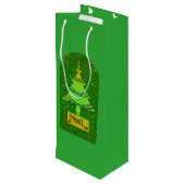 Keltische kerstboom wijn cadeautas (Achterkant Gekanteld)