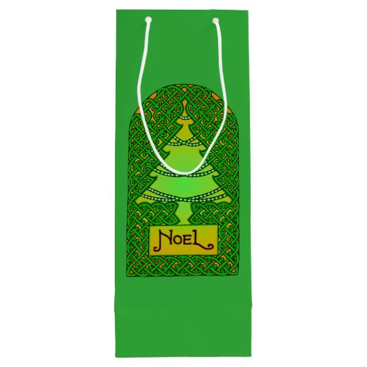 Keltische kerstboom wijn cadeautas (Achterkant)