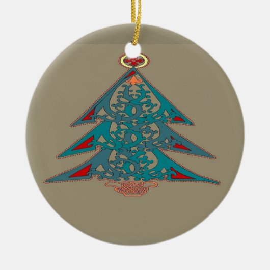 Keltische kerstboomversiering keramisch ornament (Voorkant)