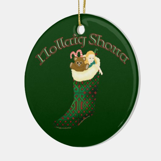 Keltische kerstversiering - Nollaig Shona Keramisch Ornament (Links)