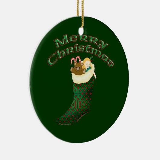 Keltische kerstversiering - Vrolijk kerstfeest Keramisch Ornament (Rechts)