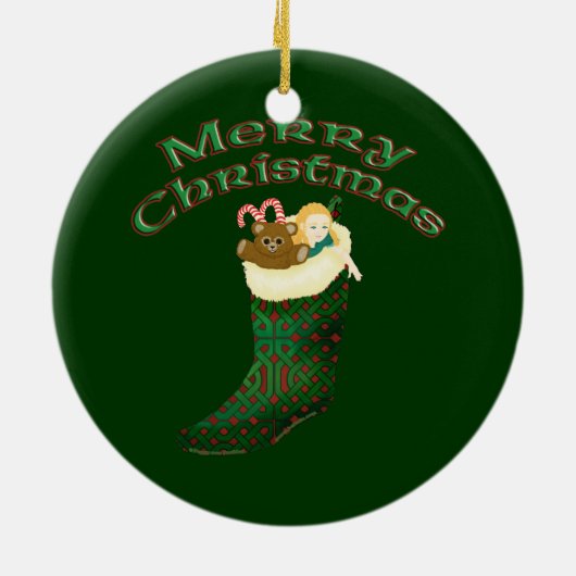 Keltische kerstversiering - Vrolijk kerstfeest Keramisch Ornament (Achterkant)