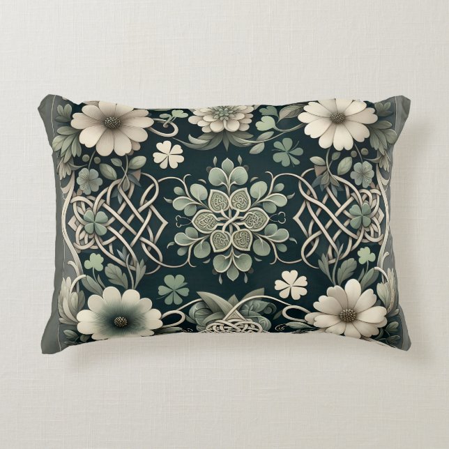 Keltische Klaver Bloem Charm Accent Kussen (Voorkant)