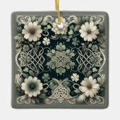 Keltische Klaver Bloem Charm Keramisch Ornament (Voorkant)