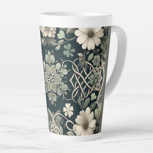 Keltische Klaver Bloem Charm Latte Mok (Rechterhoek)