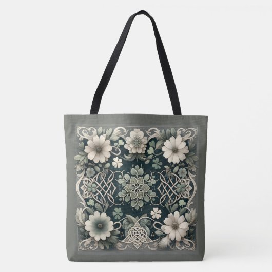 Keltische Klaver Bloem Charm Tote Bag (Voorkant)