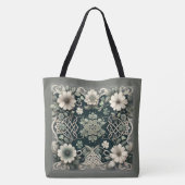 Keltische Klaver Bloem Charm Tote Bag (Achterkant)