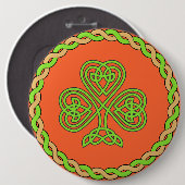 Keltische klaver, ronde button 6,0 cm (Voorkant /achterkant)
