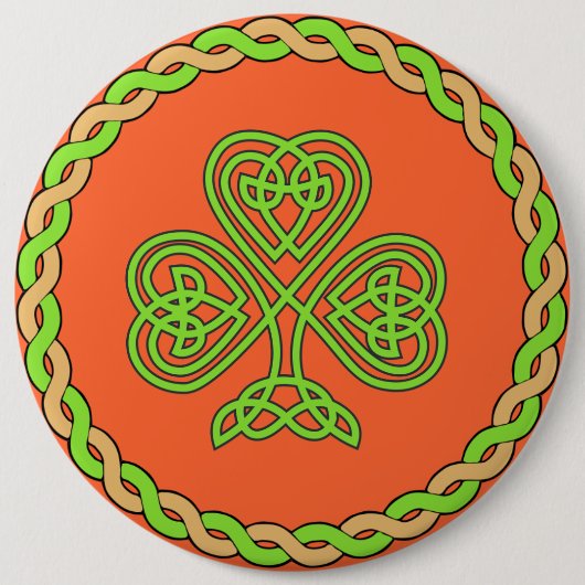 Keltische klaver, ronde button 6,0 cm (Voorkant)