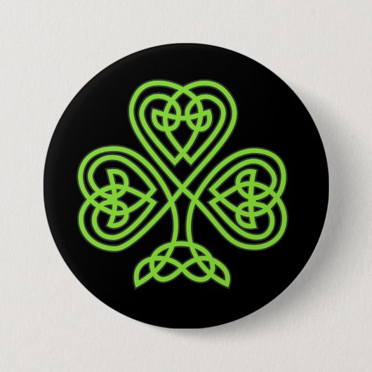 Keltische klaver ronde button 7,6 cm (Voorkant)