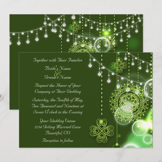 Keltische klavers groen en wit Ierse bruiloft Kaart (Voorkant / Achterkant)