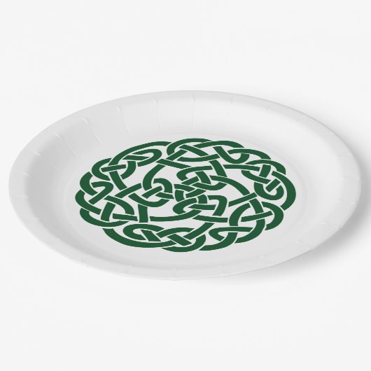 Keltische Knoop 2 ronde groen Papieren Bordje (Gekanteld)