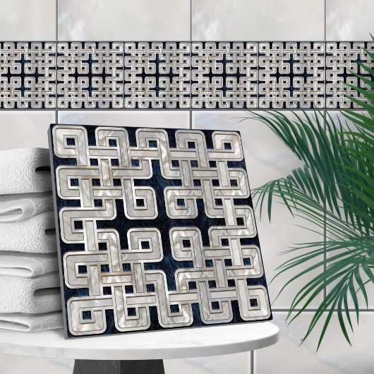 Keltische knoop abalone schaal en parel tegeltje