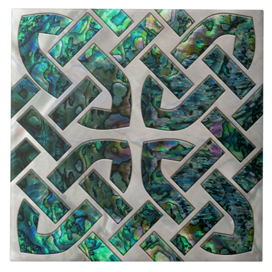 Keltische knoop - Abalone Shell en parel Tegeltje (Voorkant)