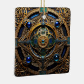 Keltische Knoop Blauw Gouden Knoopwerk Keramisch Ornament (Rechts)