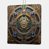 Keltische Knoop Blauw Gouden Knoopwerk Keramisch Ornament (Links)
