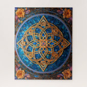 Keltische Knoop Blauw Gouden Knoopwerk Legpuzzel (Verticaal)