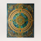 Keltische Knoop Blauw Groen Gouden Knoopwerk Legpuzzel (Verticaal)