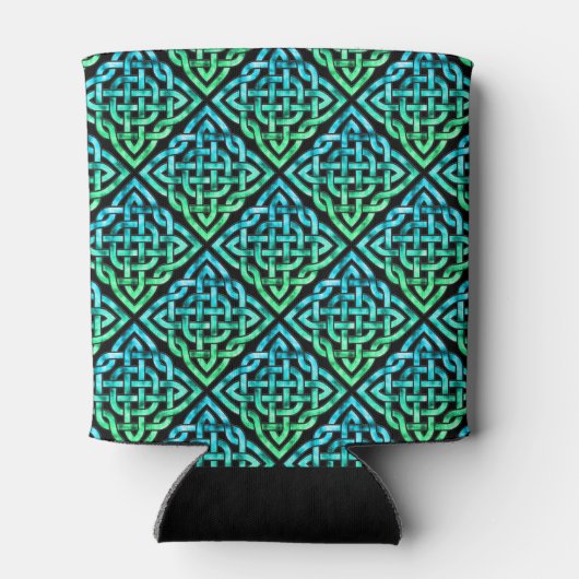 Keltische knoop - Blauw Groene Koelbox Blikjeskoeler (Achterkant)
