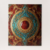 Keltische knoop Blauwgroen rood goud knoopwerk Legpuzzel (Verticaal)