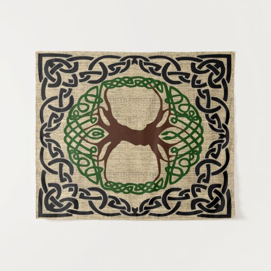 Keltische Knoop Boom Des Levens Trouwbehang Wandkleed (Voorkant (horizontaal))