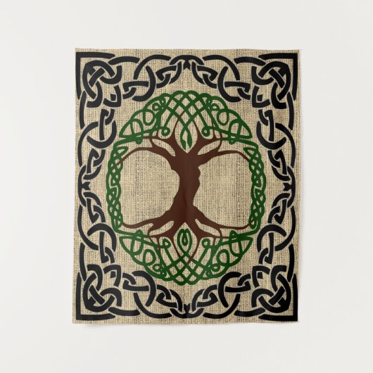 Keltische Knoop Boom Des Levens Trouwbehang Wandkleed (Voorkant)