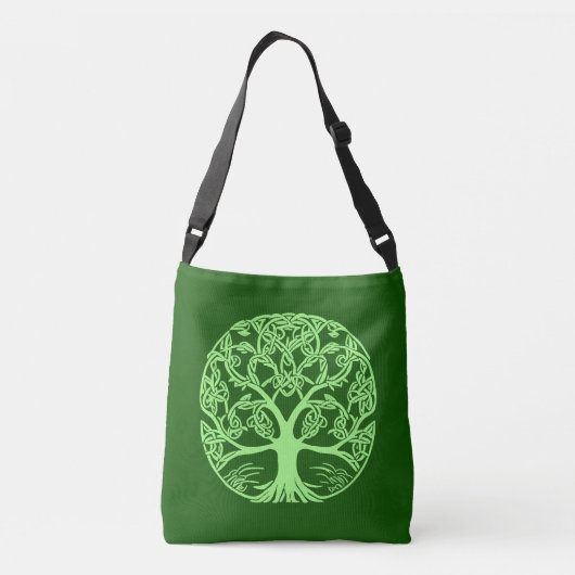 Keltische Knoop Boom van het Leven Emerald Groen Crossbody Tas (Achterkant)
