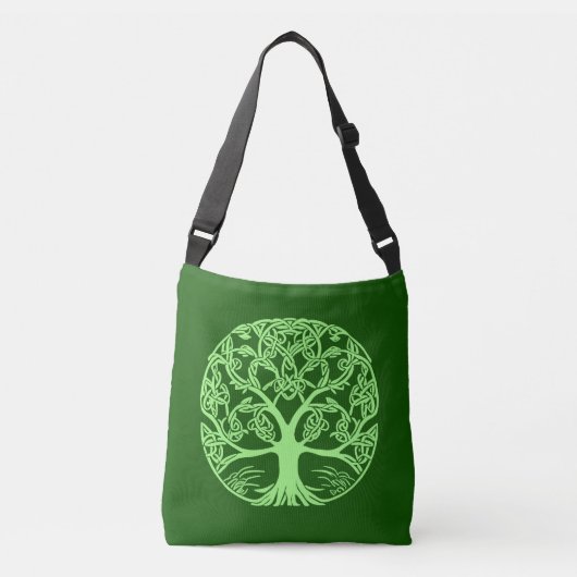 Keltische Knoop Boom van het Leven Emerald Groen Crossbody Tas (Voorkant)