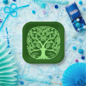 Keltische Knoop Boom van het Leven Emerald Groen Papieren Bordje (Feest)