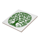 Keltische Knoop Boom van het Leven Groen op Wit Tegeltje (Zijkant)