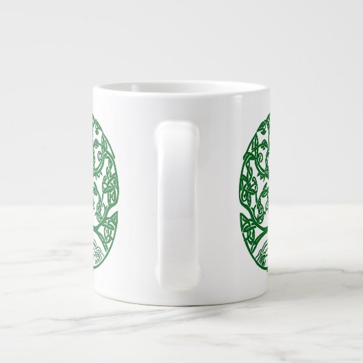 Keltische Knoop Boom van het Leven in Smaragdgroen Grote Koffiekop (Achterkant)
