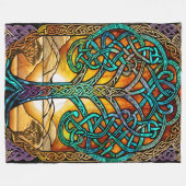 Keltische Knoop Boom van het Leven Zonsondergang F Fleece Deken (Voorkant (Horizontaal))