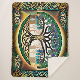 Keltische Knoop Boom van het Leven Zonsondergang S Sherpa Deken