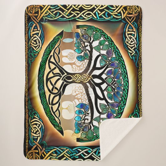 Keltische Knoop Boom van het Leven Zonsondergang S Sherpa Deken (Voorkant)