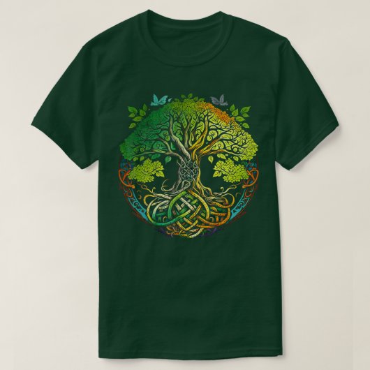 Keltische knoop boomleven of Gaelic knotwork kunst T-shirt (Design voorkant)