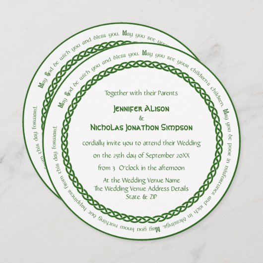 Keltische knoop cirkel en Ierse bruiloft zegen Kaart (Voorkant / Achterkant)