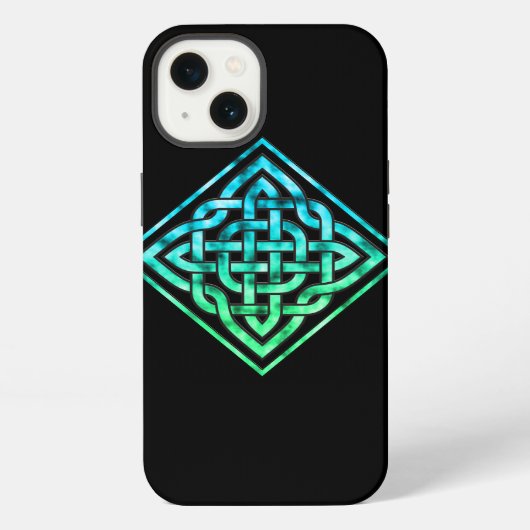 Keltische Knoop - Diamant Blauw Groen iPhone Hoesje (Achterkant)