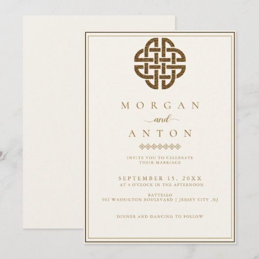 Keltische knoop | Elegante Ierse bruiloft Kaart (Voorkant / Achterkant)